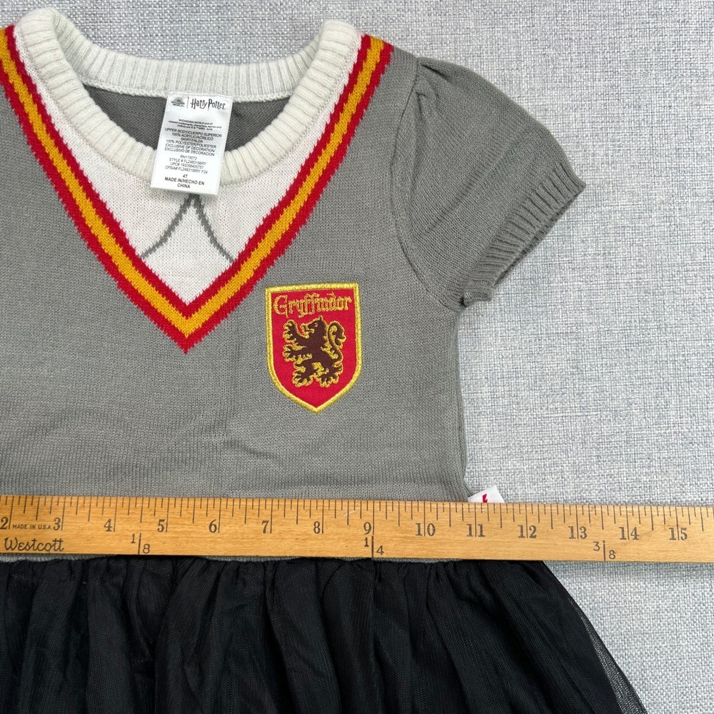 Harry Potter Gryffindor Sweater Dress Knit Tulle Skirt Girls 4T Wizarding World - Picture 7 of 9